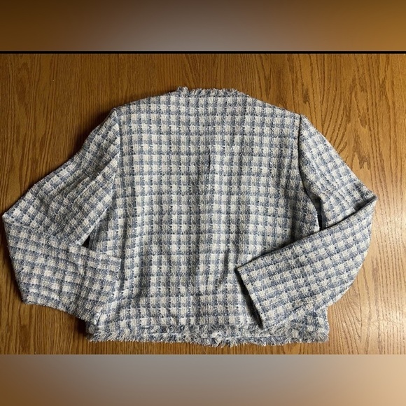 NWT Rachel Zoe Tweed Blue & Gold Blazer Size Large - Picture 2 of 8